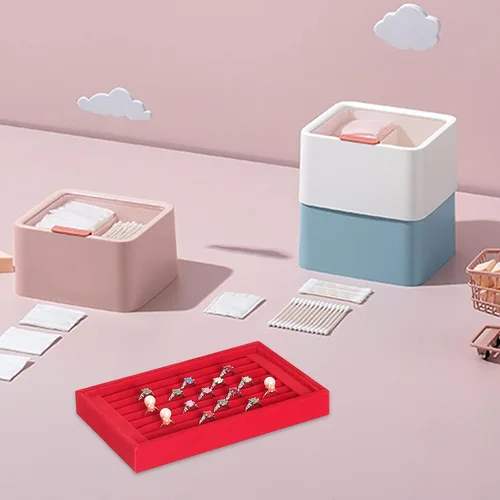 Vista 9 de Caja de joyería organizadora para mujeres y niñas, caja completa, aretes, bandeja de joyería, anillo de terciopelo, caja de joyería, caja