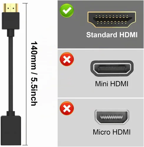 Vista 7 de VCE Paquete de 2 adaptadores HDMI macho a hembra giratorios HDMI extensión convertidor chapado en oro para Google Chrome Cast, Roku Streaming Stick