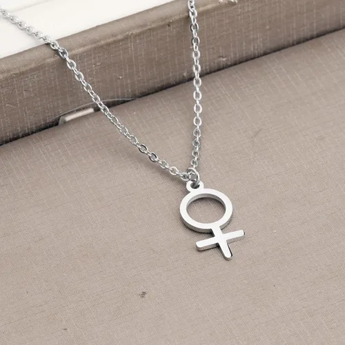 Vista 5 de KEYCHIN Collar astrológico femenino de género con dije de símbolo de Venus, colgante de símbolo femenino, joyería para mujeres y niñas, Acero