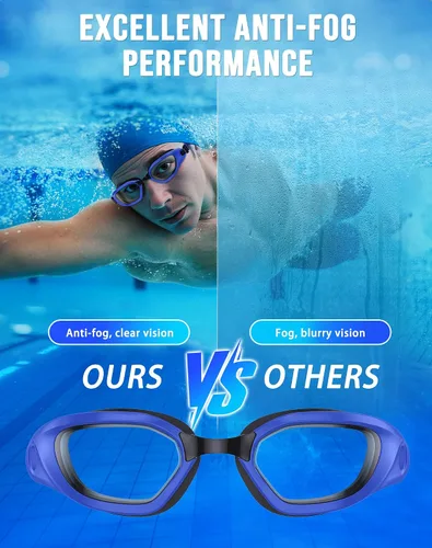 Vista 3 de Gafas de Natación, Gafas de Natación Unisex para Adultos Anti Niebla Anti UV Sin Fugas Visión Amplia para Hombres Mujeres Jóvenes