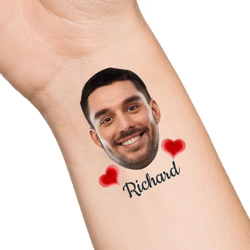 Vista 41 de Tatuajes temporales personalizados con texto de nombre, tatuaje temporal personalizado con logotipo fotográfico para adultos, parejas, mujeres