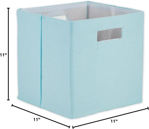 Vista 9 de DII Cubo de almacenamiento plegable de poliéster, sólido, ligero y duradero, cuadrado pequeño, 11 x 11 x 11 pulgadas, color azul huevo de Robin