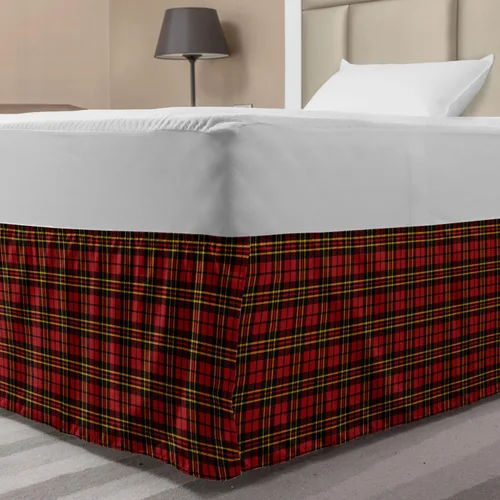 Vista 19 de Lunarable Falda de cama elástica de trébol, tréboles de cultura irlandesa con temática del día de San Patricio, 4 hojas, falda de cama de tela