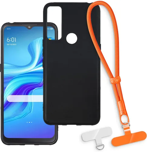 Vista 14 de Estuche y correa de muñeca para TCL 20 A 5G - transparente+negro Funda transparente + correa negra