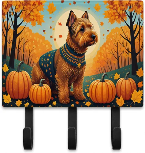 Vista 55 de Affenpinscher - Correa de otoño o llavero Affenpinscher Fall artwork on ceramic tile with three steel hooks for keys, leashes, towels