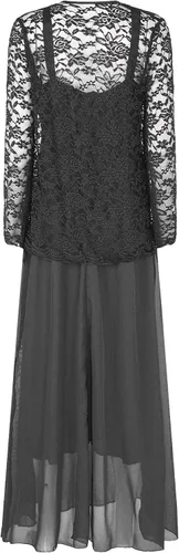 Vista 4 de YOOJIA Vestido de encaje floral para mujer para madre de la novia, vestido formal con chaqueta, conjunto de dos piezas para fiesta de cóctel