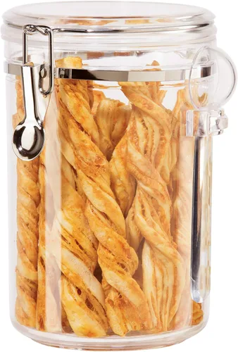 Vista 9 de OGGI Recipiente hermético transparente de 28 onzas - Tapa con cierre y cuchara - Recipientes herméticos para almacenamiento de alimentos, ideales