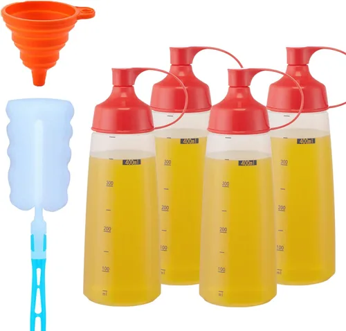 Vista 14 de Botellas exprimibles de condimentos para salsas, panqueques de plástico – boca ancha para cocina, ketchup mostaza, botella vacía para glaseado