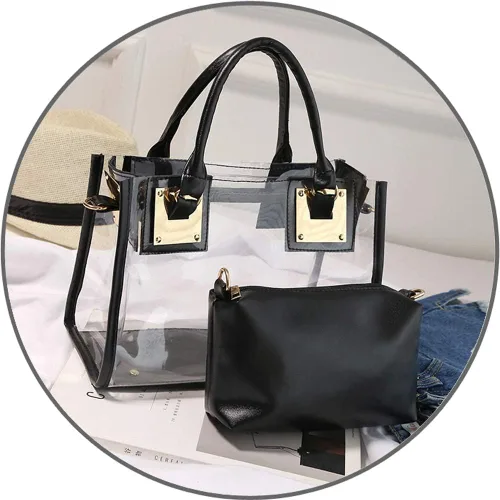 Vista 6 de Cooba Bolso transparente para mujer, 2 unidades, de jalea transparente