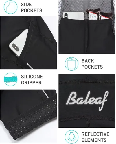 Vista 4 de BALEAF Pantalones cortos de ciclismo para hombre, 4D, acolchados, para ciclismo, ciclismo, ciclismo, bicicleta, bolsillos de gel, UPF50+
