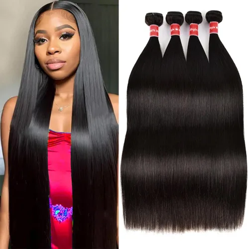 Vista 11 de Manojos de cabello humano lacio de 16, 18, 20 pulgadas, 12A, extensiones de cabello humano virgen brasileño 100% sin procesar, extensiones