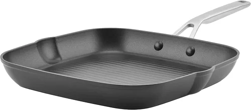 Vista 25 de KitchenAid - Juego de ollas y sartenes antiadherentes de inducción con anodizado duro, 10 piezas, color negro mate Juego de utensilios de cocina
