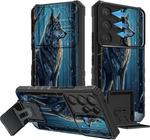 Vista 75 de Funda para Samsung Galaxy A13 5G/4G/A04S, Galaxy A13 5G con cubierta de cámara deslizante, funda de doble capa integrada con función atril