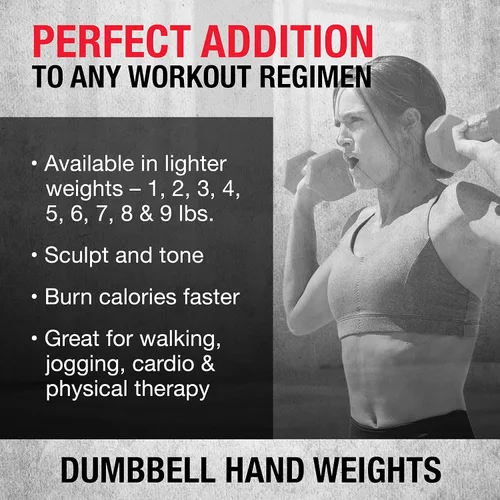 Vista 3 de SPRI Juego de 2 mancuernas de mano con revestimiento de vinilo para ejercicio y fitness, equipo de gimnasio en casa, entrenamiento de fuerza, pesas