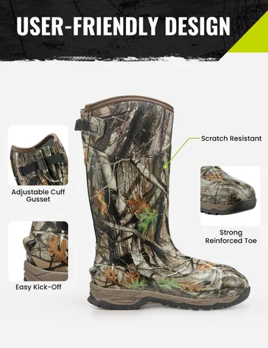 Vista 4 de TIDEWE - Botas de goma para caza, impermeables, aisladas y cálidas, diseño de camuflaje de roble musgoso & árbol real con neopreno de 0.23 pulgadas