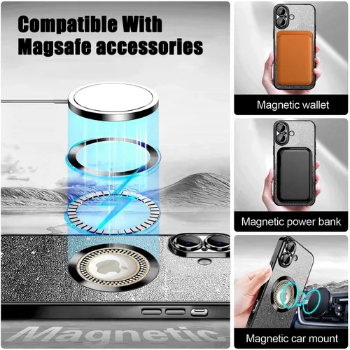 Vista 239 de Misscase Funda magnética con purpurina para iPhone 11 compatible con MagSafe, protección completa, delgada, a prueba de golpes, antiarañazos