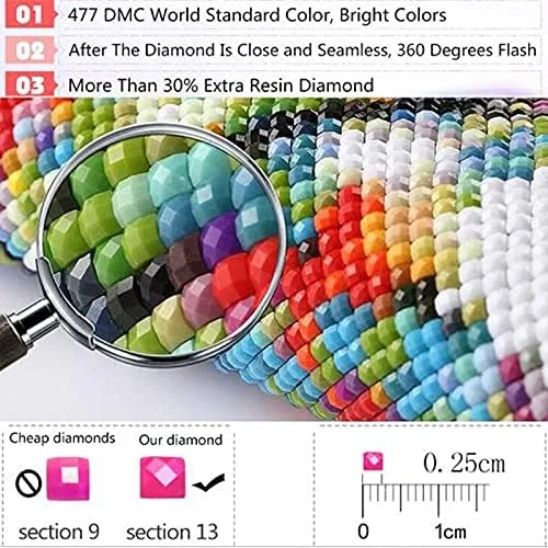 Vista 2 de Pintura Diamante árvore de paisagem, Preto e Branco, completo quadrado, Redondo, mosaico Bordado, mosaico tríptico DIY, artesanato suprimentos