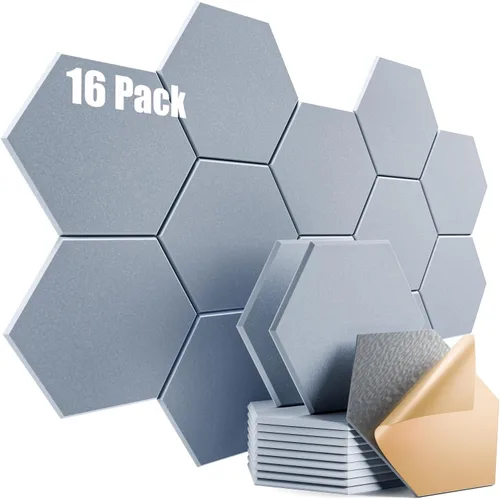 Vista 55 de Paquete de 12 paneles acústicos autoadhesivos de 12 x 10 x 0.4 pulgadas, paneles de espuma a prueba de sonido con alta densidad, elegante diseño