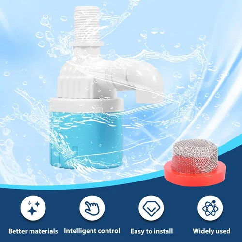 Vista 3 de Válvula de flotador de 4 piezas, control automático de nivel de agua, válvula de flotador de plástico de acero inoxidable de 1/2 pulgada
