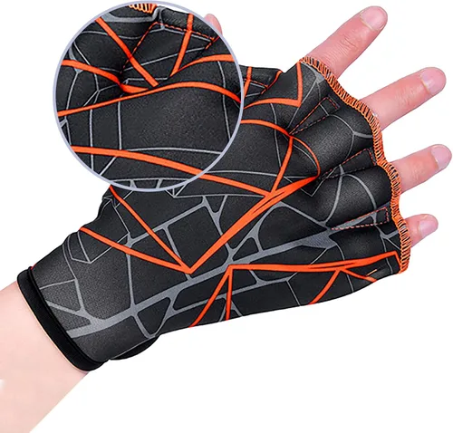 Vista 4 de Guantes de natación de nailon para natación acuática, guantes de malla para entrenamiento acuático, entrenamiento acuático, equipo de mano
