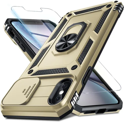Vista 30 de Janmitta Funda para iPhone 8 Plus/7 Plus/6 Plus, Cubierta de Teléfono con Cubierta Deslizante Integrada para Lente de Cámara + Protector