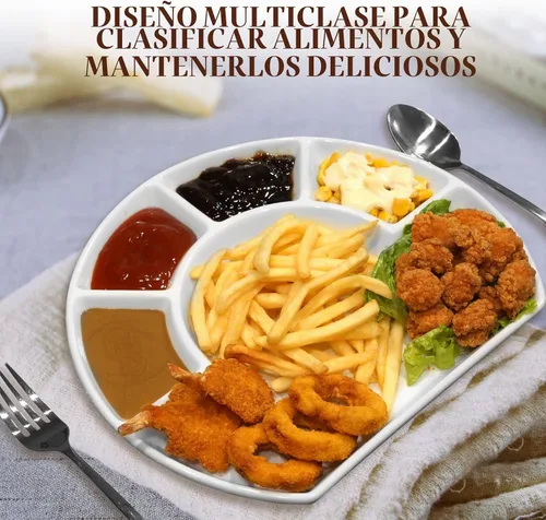Vista 6 de Cinf Plato dividido de cerámica, bandeja de aperitivos cuadrante con Blanco-paquete de 1
