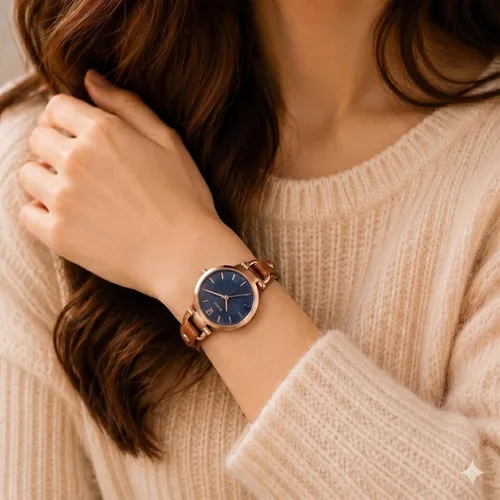Vista 4 de BUREI Reloj de pulsera analógico de cuarzo para mujer, correa de cuero, reloj de pulsera Relogio Feminino, regalo para mujer