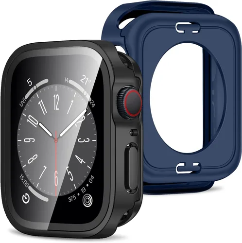 Vista 22 de Amizee 2 en 1 Estuche [Paquete de 2] Compatible con Apple Watch SE 3/2/1 Series 6/5/4 40mm con Protector de Pantalla Integrado, Cubierta Protectora