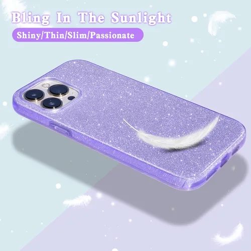 Vista 3 de MATEPROX Compatible con iPhone 13 Pro, funda protectora brillante para niñas y mujeres, para iPhone 13 Pro de 6.1 pulgadas 2021 (morado)