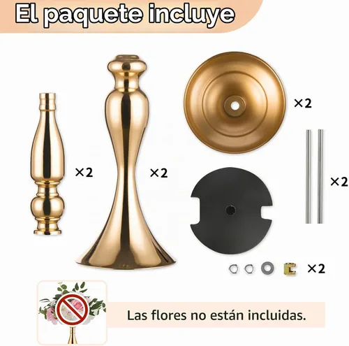 Vista 5 de Nuptio Jarrones para centros de mesa de oro jarrones de mesa de boda para mesas versátiles arreglos de flores de metal para bodas, fiestas y cenas