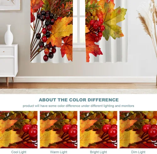 Vista 431 de Shrahala Orange Autumn Autumn Blackout Curtain Tiers, Fall Kitchen Valance Light Blocking Tier Drapes with Rod Pocket, 2 Pack 26 X 24 in