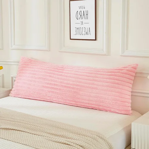 Vista 17 de JAUXIO - Funda de almohada corporal de piel sintética mullida, lujosa, decorativa con rayas, ultra suave y acogedora con cierre de cremallera de 21