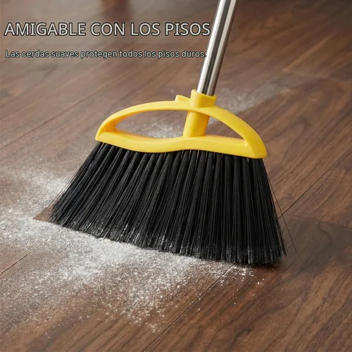 Vista 5 de Escoba de cerdas suaves para interiores, escoba angular con mango largo, escobas de barrido suave para pisos, escoba de cocina Soft bristles