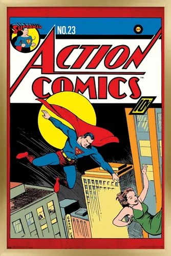 Vista 18 de Trends International DC Comics - Póster de pared de Superman - Action Comics 23, 14.725 x 22.375 pulgadas, versión enmarcada de madera de granero