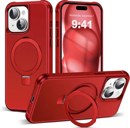 Vista 35 de SKYLMW - Funda compatible con iPhone 11 de 6.1 pulgadas, con soporte magnético invisible tipo anillo, funda translúcida de grado militar, compatible
