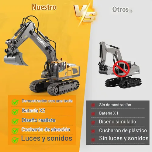 Vista 7 de LUDILO Juguetes de excavadora a control remoto para niños de 6 años