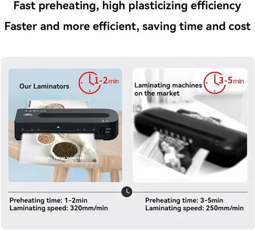 Vista 2 de Thermal Laminator Machine,A4 Lamination Machine w/30 Laminating Pouches,Paper Trimmer & Corner Rounder,for School Home Business Use