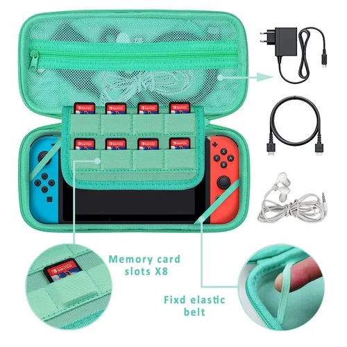Vista 4 de YOUSHARES Carrying Case for Nintend0 Switch - Deluxe Protective Storage Case Pouch for Nintend Switch Console & Accessories with 8 Game Cartridges