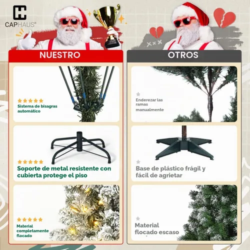 Vista 5 de Fencer Wire 4.5 pies Árbol de Navidad artificial preiluminado con nieve en copos, tipo lápiz, con 398 puntas de ramas con bisagras preestablecidas