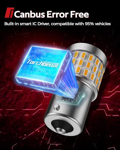 Vista 5 de Torchbeam Bombillas LED 1156 de señal de giro, CANBUS sin errores, reemplazo para P21W BA15S 1156A 1156NA 7506 1141, 12V-24V ámbar amarillo bombilla