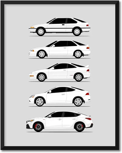 Vista 14 de Custom Car Posters Póster hecho a mano compatible con Acura Integra Evolution Generations e impresión de Acura Integra, multicolor, 8 x 10 pulgadas