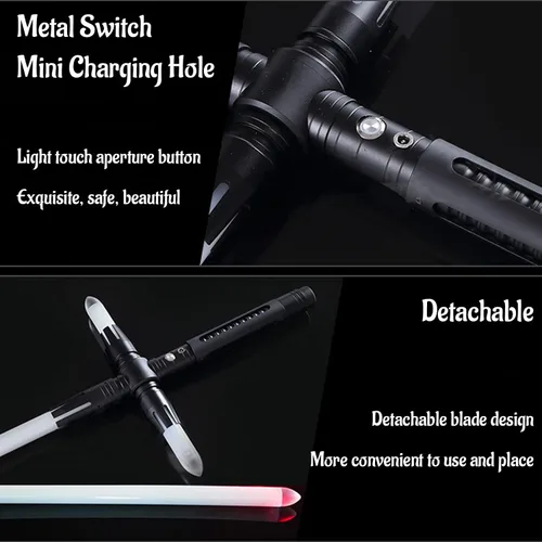 Vista 5 de Sables de luz para adultos, sables de luz de duelo reales pesados para adultos, cosplay con cambio de color infinito RGB19 y 7 juegos de fuentes