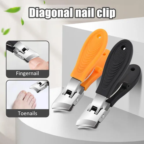 Vista 2 de Cortauñas inclinada antisalpicaduras con apertura de mandíbula ancha, cortador de uñas resistente con mango cómodo, perfecto para cortaúñas de pies