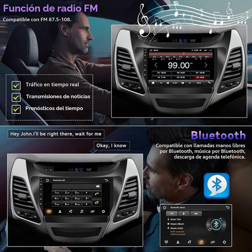 Vista 5 de [HiFi Audio] 2+64G Android Car Stereo para Hyundai Elantra 2014-2016 Wireless Apple Carplay Android Auto 9 pulgadas Pantalla táctil Navegación