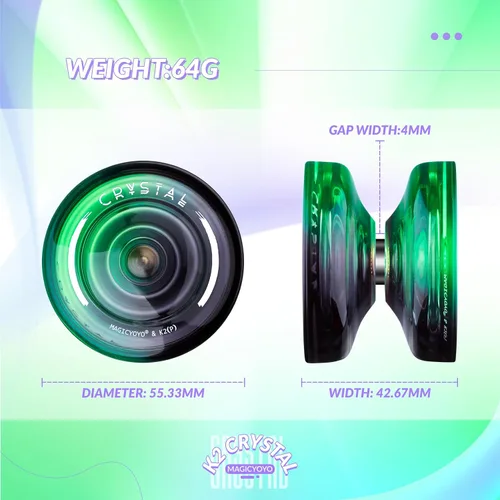 Vista 8 de Yoyo K2 Crystal - Yoyo profesional responsivo para niños principiantes, Yo Yo de doble función para adultos avanzados + rodamiento extra