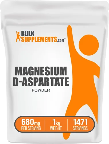 Vista 6 de BulkSupplements. com Magnesio D-Aspartato en polvo – Suplemento de magnesio, magnesio de alta absorción – Sin gluten, 680 mg (49 mg de magnesio) por