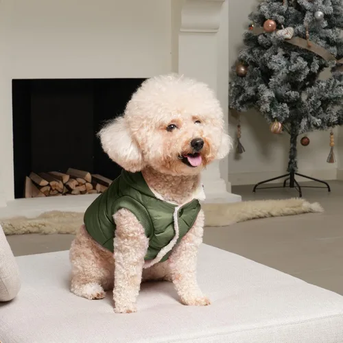 Vista 3 de vecomfy - Sudadera con capucha para perro, forro polar y algodón, extra cálida, para invierno, chaqueta para perro pequeño, abrigos con capucha