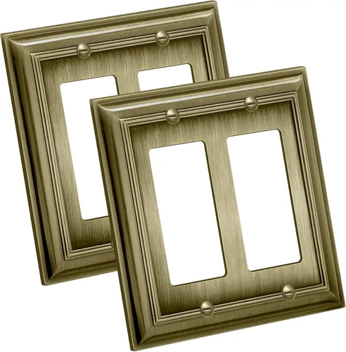Vista 10 de BESTTEN Placa de pared combinada de 1 palanca/1 decorador, tamaño mediano, 2 bandas, resistente a la corrosión, latón antiguo, cubierta de salida