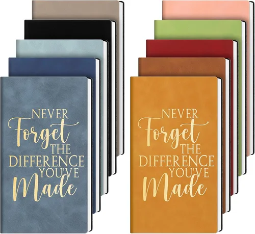 Vista 9 de Fuutreo 10 cuadernos de cuero a granel, regalo de agradecimiento para empleados, compañeros de trabajo, semana CNA, cuaderno inspirador A6, diario