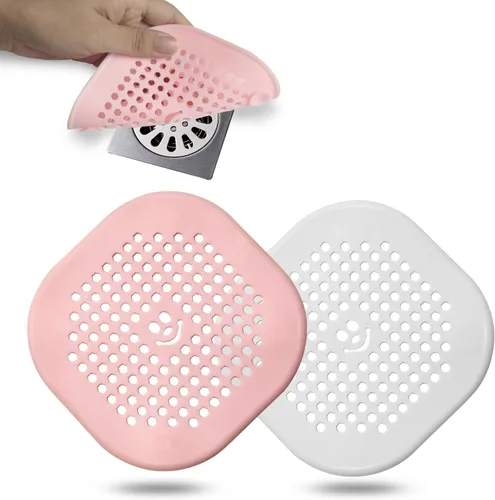 Vista 17 de Protector de silicona para cubrir drenaje de ducha, bañera, cocina, baño, recoge restos de cabello, paquete de 2, color negro